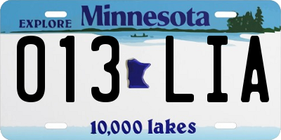 MN license plate 013LIA