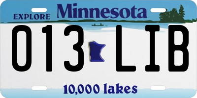 MN license plate 013LIB