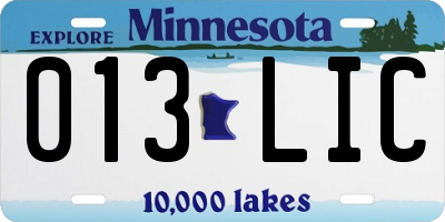 MN license plate 013LIC