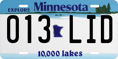 MN license plate 013LID