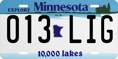MN license plate 013LIG