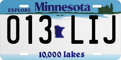 MN license plate 013LIJ