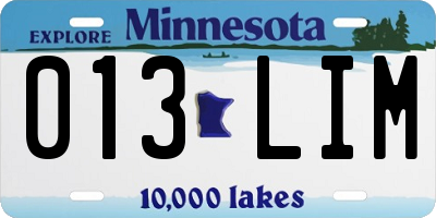 MN license plate 013LIM