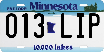MN license plate 013LIP