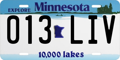 MN license plate 013LIV