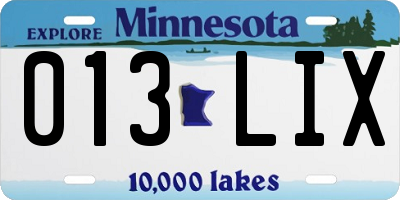 MN license plate 013LIX