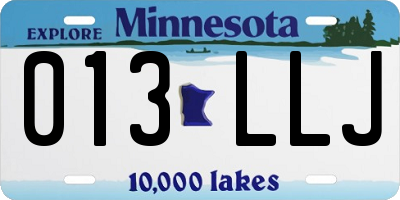 MN license plate 013LLJ