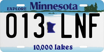 MN license plate 013LNF