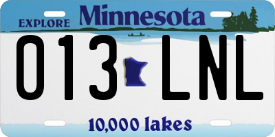 MN license plate 013LNL