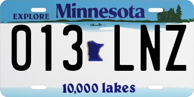 MN license plate 013LNZ