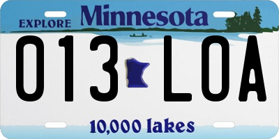 MN license plate 013LOA