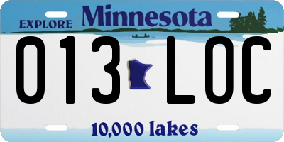 MN license plate 013LOC