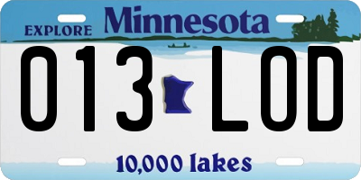 MN license plate 013LOD