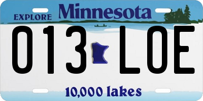 MN license plate 013LOE