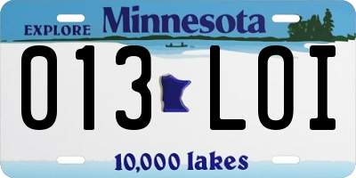 MN license plate 013LOI