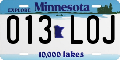 MN license plate 013LOJ