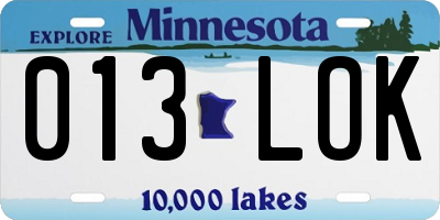 MN license plate 013LOK