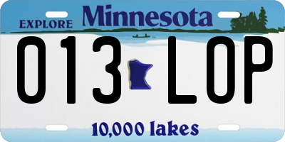 MN license plate 013LOP