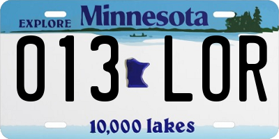 MN license plate 013LOR