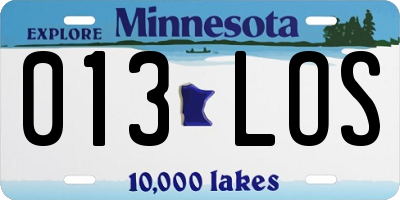 MN license plate 013LOS
