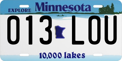 MN license plate 013LOU