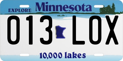 MN license plate 013LOX