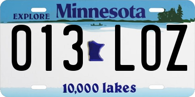 MN license plate 013LOZ