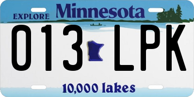 MN license plate 013LPK