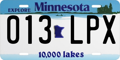 MN license plate 013LPX
