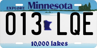 MN license plate 013LQE