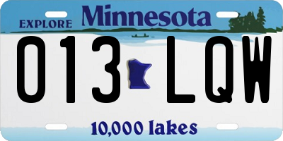 MN license plate 013LQW