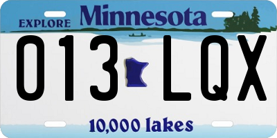 MN license plate 013LQX