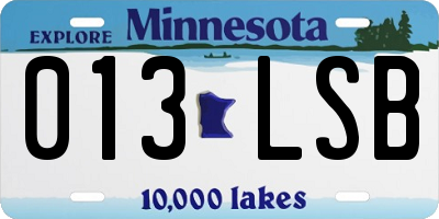 MN license plate 013LSB