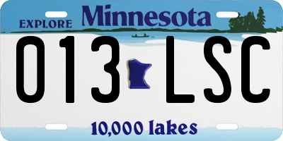 MN license plate 013LSC