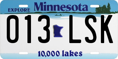 MN license plate 013LSK