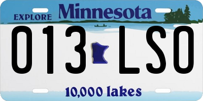 MN license plate 013LSO