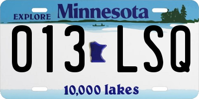 MN license plate 013LSQ