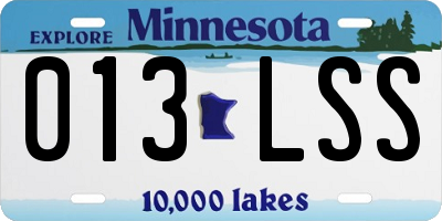 MN license plate 013LSS