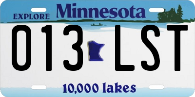 MN license plate 013LST