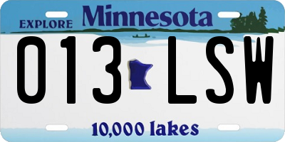 MN license plate 013LSW