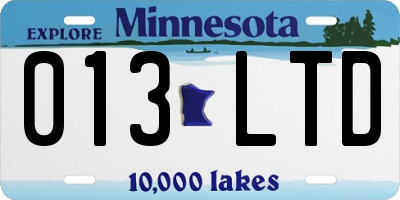 MN license plate 013LTD