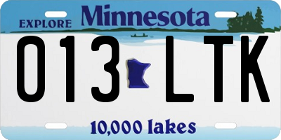 MN license plate 013LTK