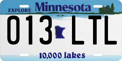 MN license plate 013LTL