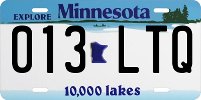 MN license plate 013LTQ