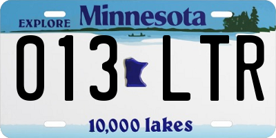 MN license plate 013LTR