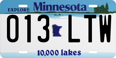 MN license plate 013LTW