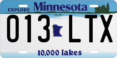 MN license plate 013LTX