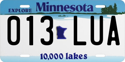 MN license plate 013LUA
