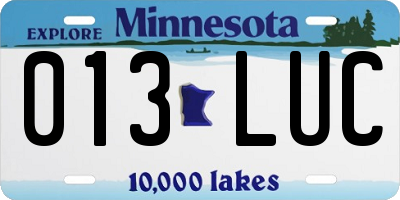 MN license plate 013LUC