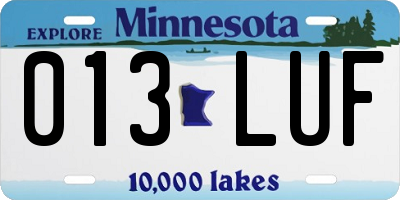 MN license plate 013LUF